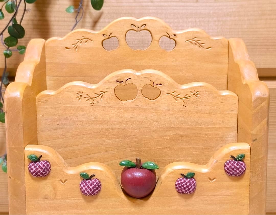 ⭐️アメリカンカントリー雑貨❤️木製まん丸ෆりんごෆの多目的スタンド