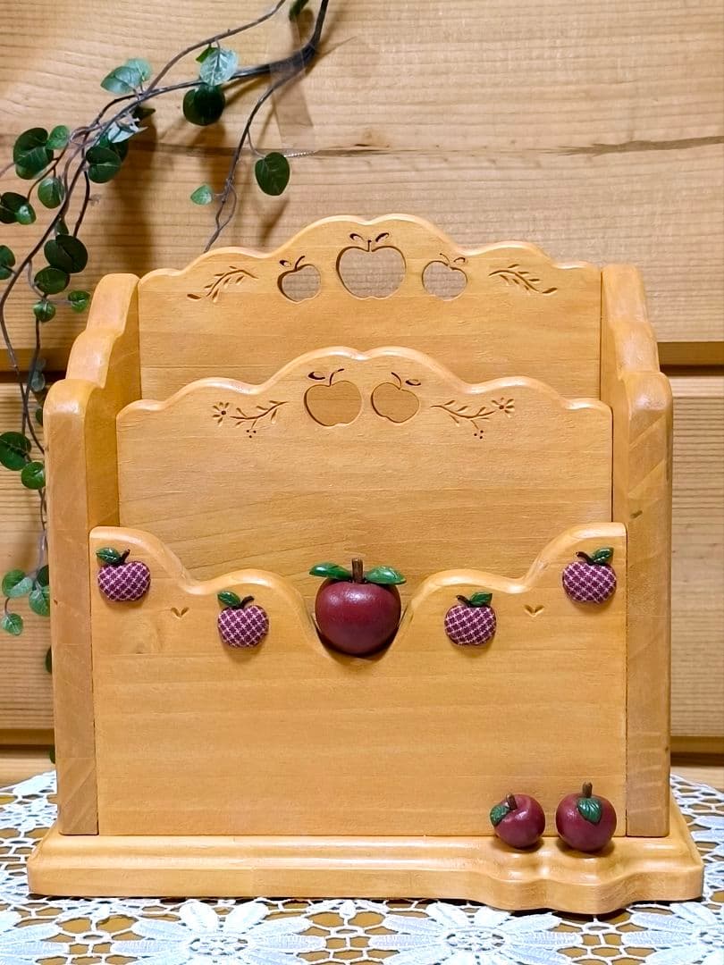 ⭐️アメリカンカントリー雑貨❤️木製まん丸ෆりんごෆの多目的スタンド