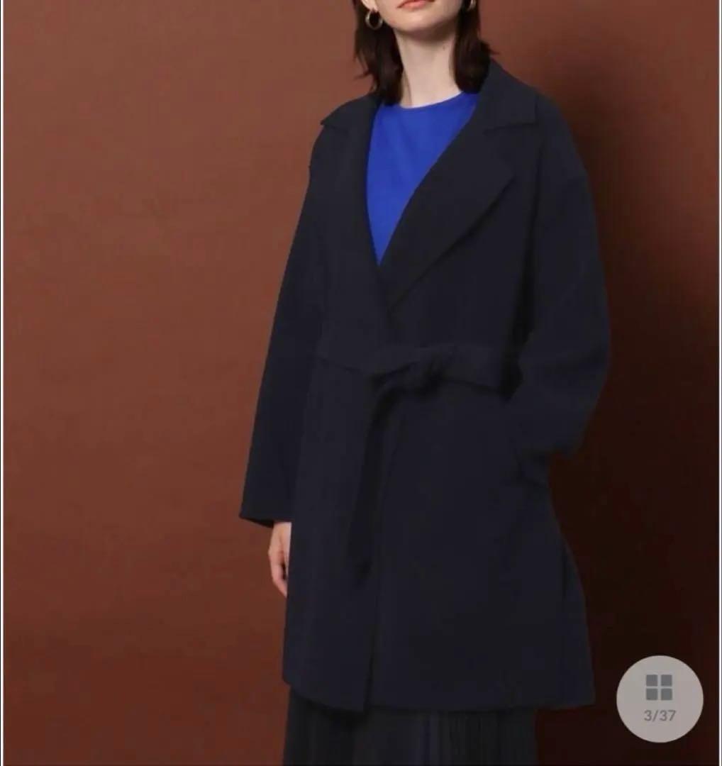 DRESSTERIOR ミドル丈リバーコート 34 ネイビー