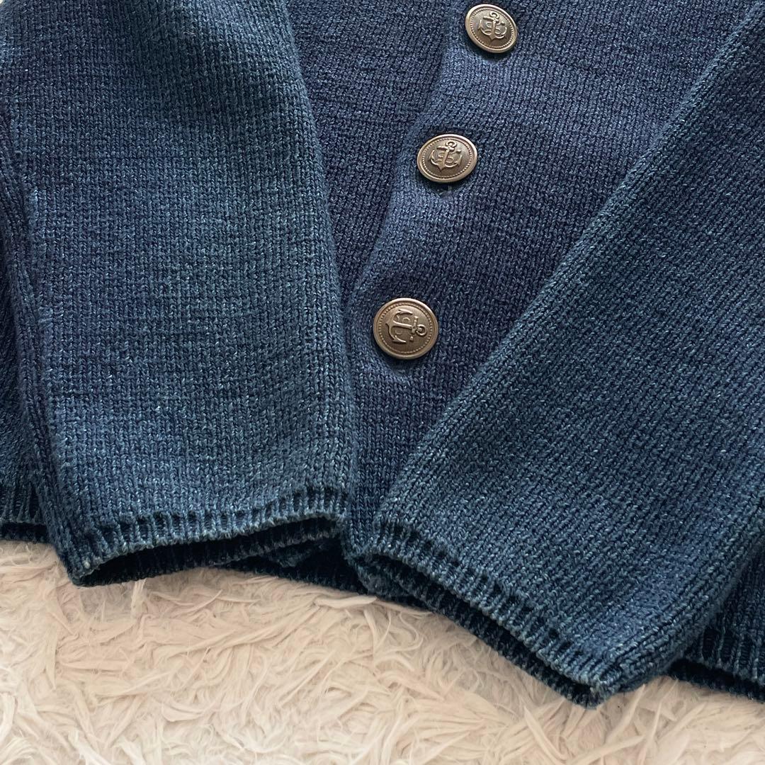 美品 ブルーブルー INDIGO ニットジャケット アンカーモチーフボタン