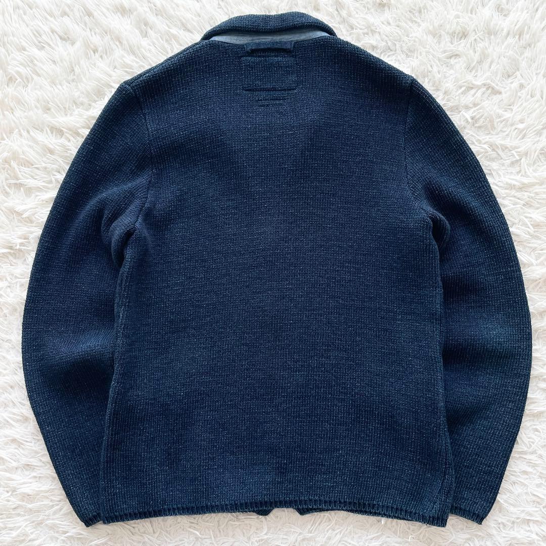 美品 ブルーブルー INDIGO ニットジャケット アンカーモチーフボタン