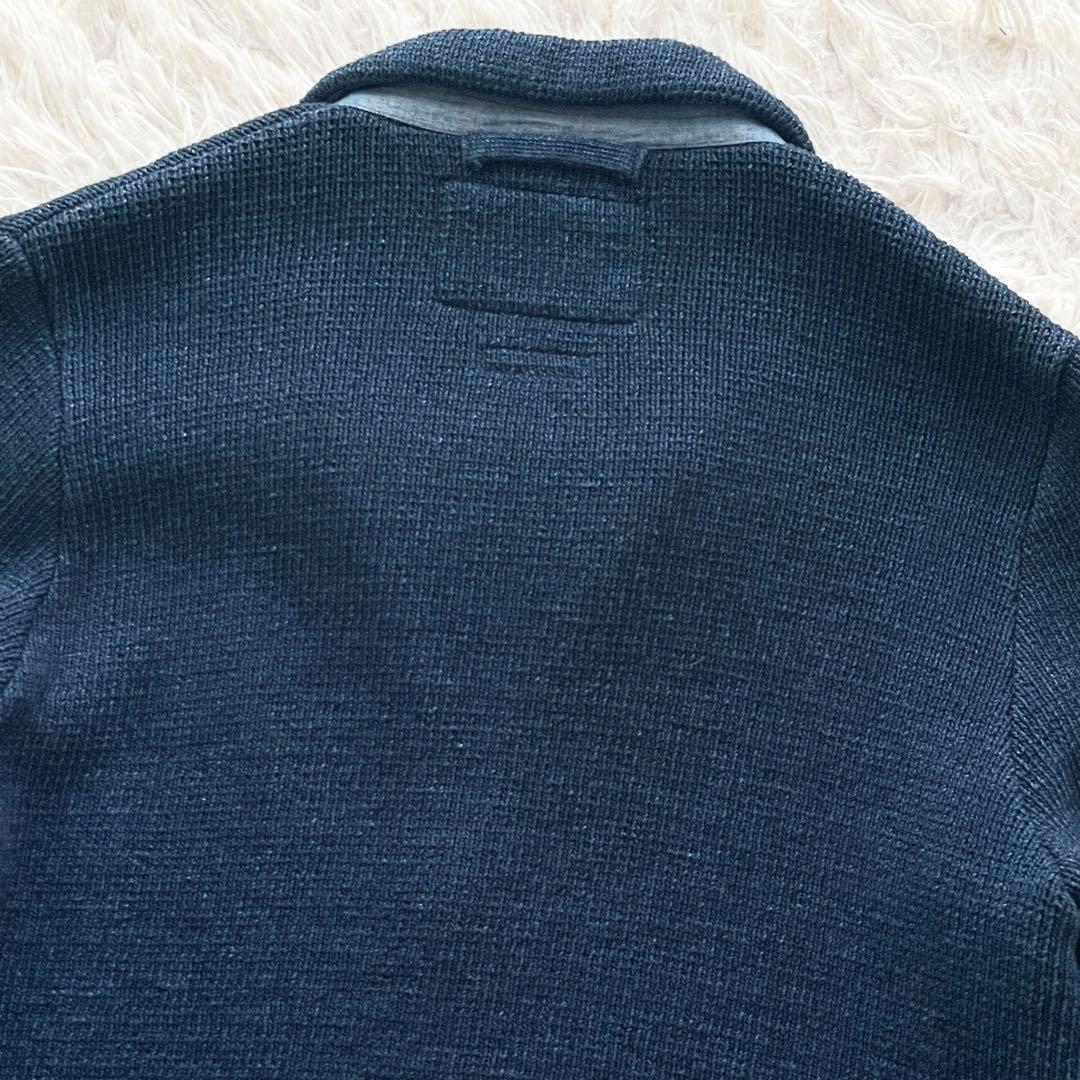 美品 ブルーブルー INDIGO ニットジャケット アンカーモチーフボタン