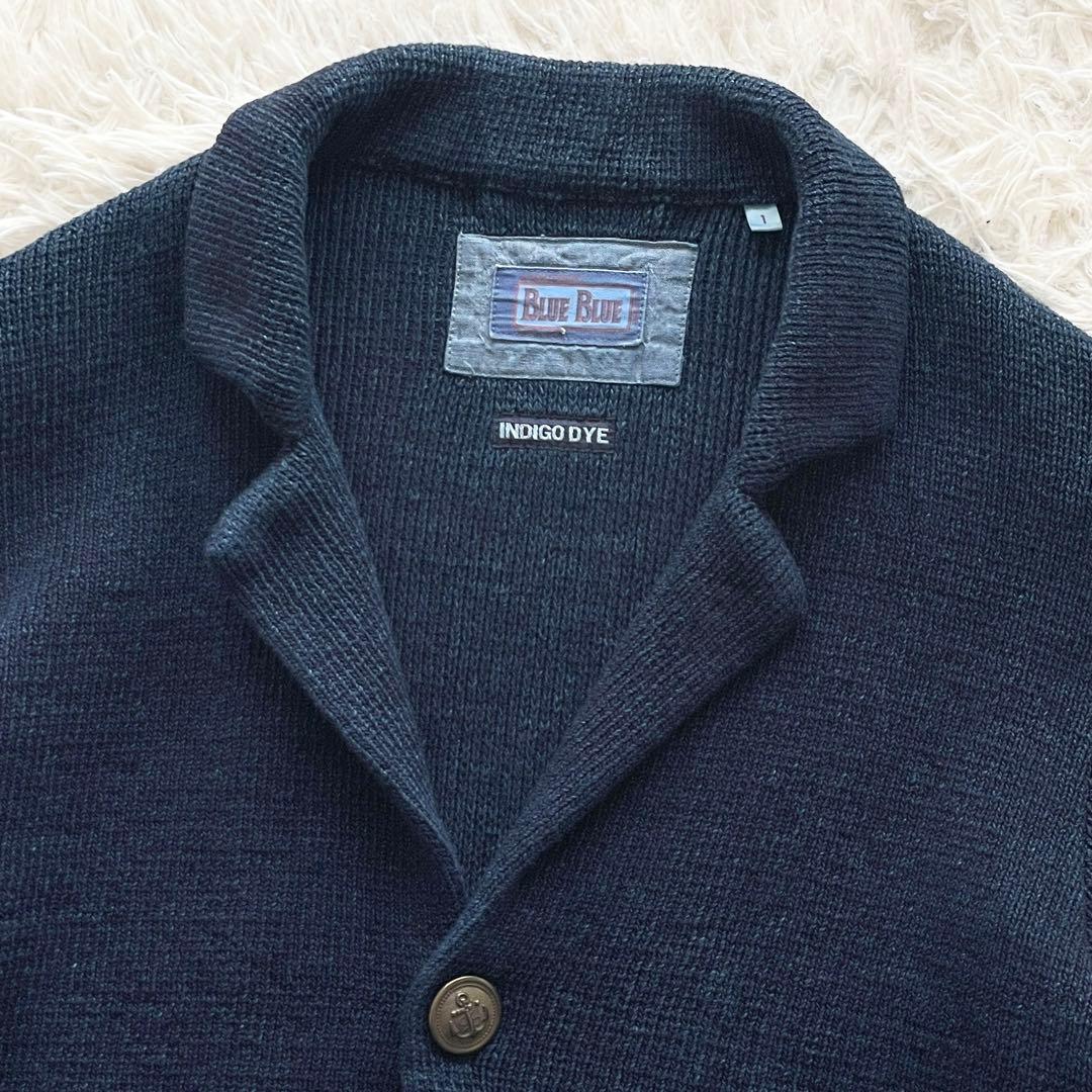 美品 ブルーブルー INDIGO ニットジャケット アンカーモチーフボタン