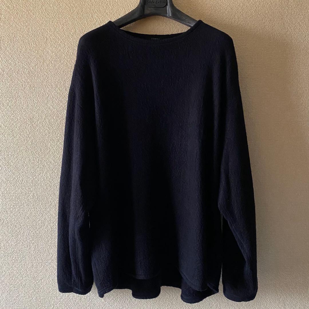 COMOLI コモリ 22AW シルクフリース長袖クルー ネイビー 3