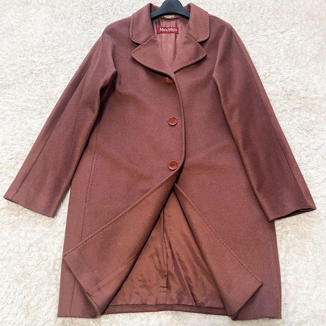 MAXMARA ロングコート チェスター カシミヤ50 ウール ココア 42