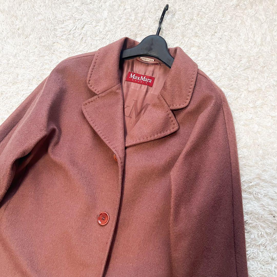 MAXMARA ロングコート チェスター カシミヤ50 ウール ココア 42