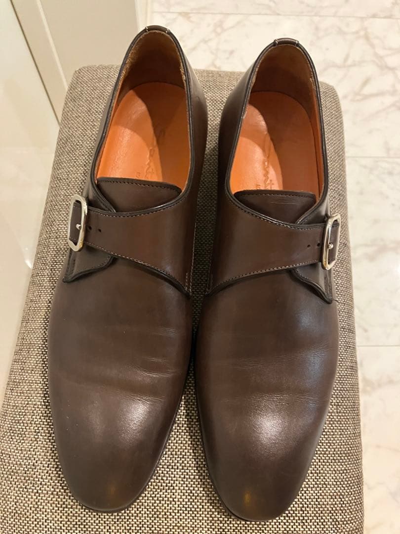Santoni ダークブラウン ダブルモンクシューズ