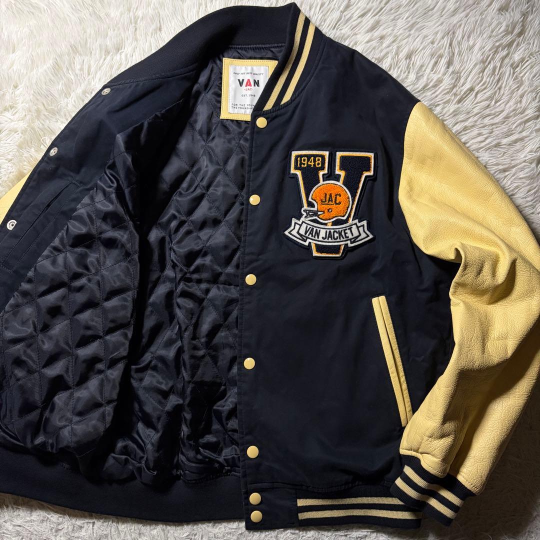 T*i様 美品■VAN JACKET スタジャン　袖レザー　アーチロゴ　山羊革