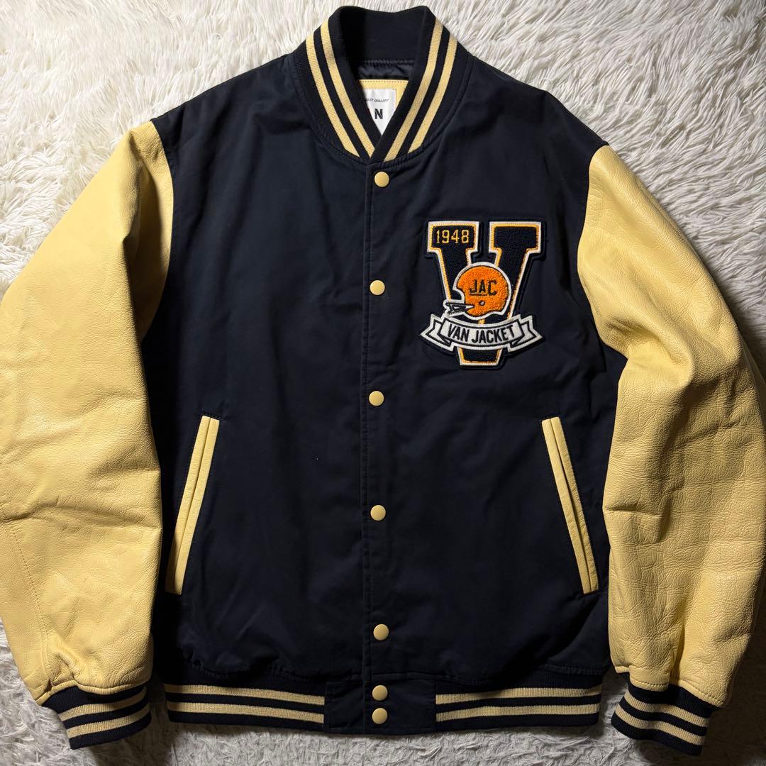 T*i様 美品■VAN JACKET スタジャン　袖レザー　アーチロゴ　山羊革