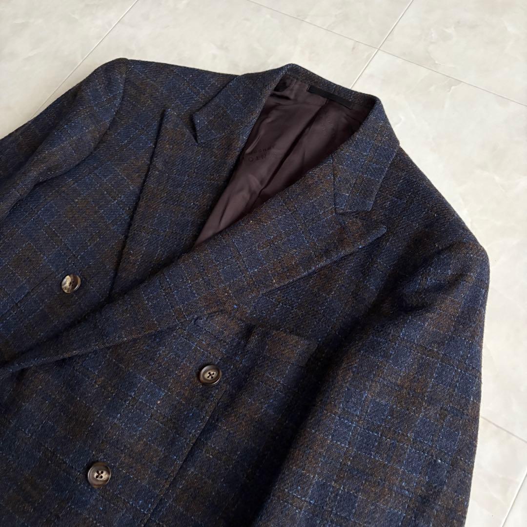 マッキントッシュロンドン ウールチェックダブルテーラードジャケット M 濃紺