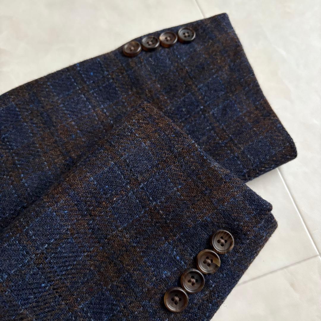 マッキントッシュロンドン ウールチェックダブルテーラードジャケット M 濃紺