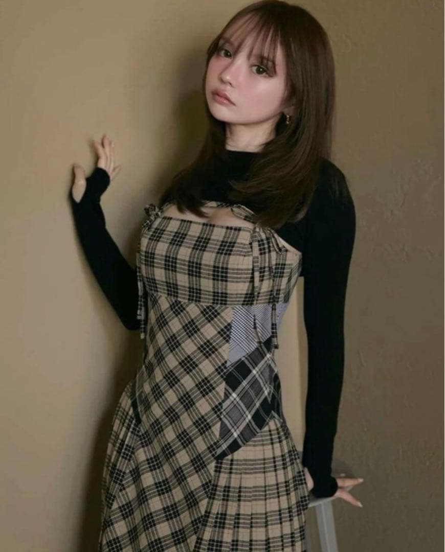 ワンピース andmary Nadia check long dress