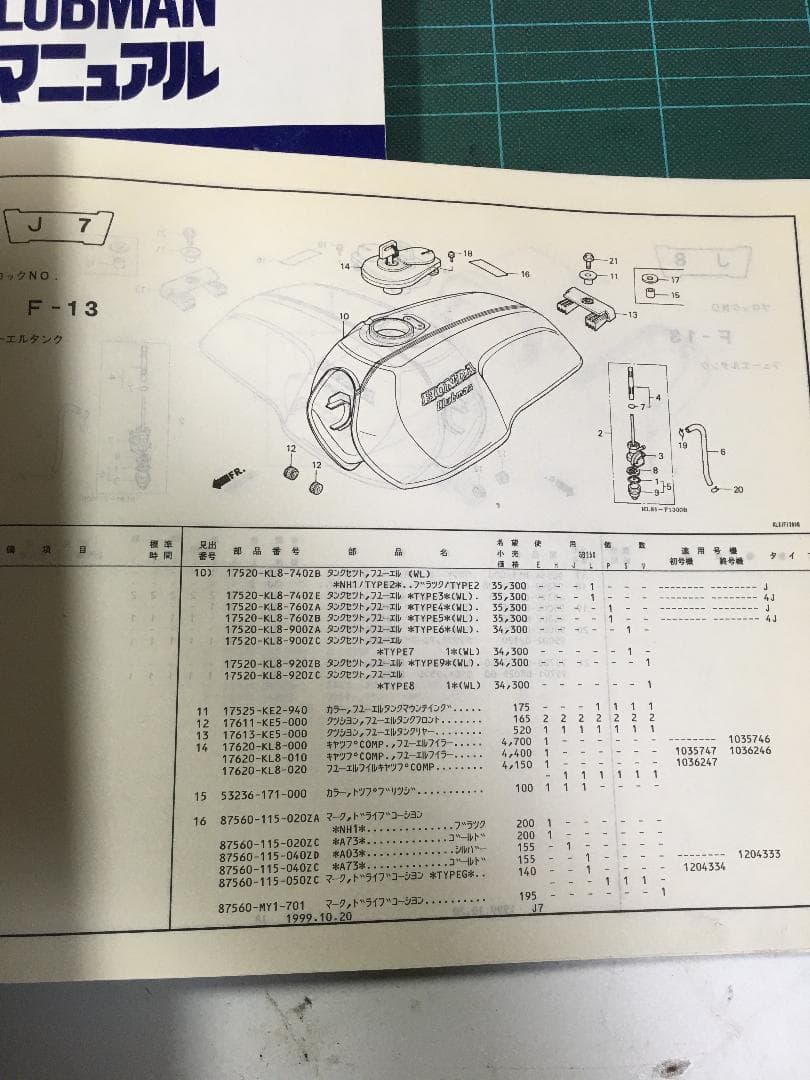 HONDA GB250 CLUBMAN サービスマニュアル・パーツリスト