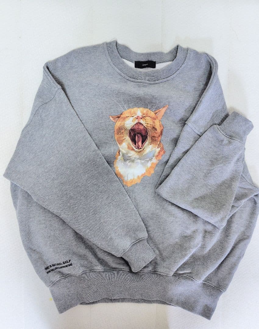 hanapeco 猫プリント グレー スウェット