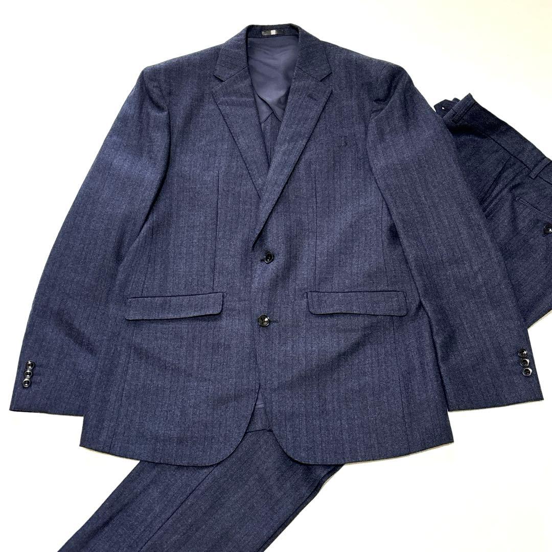 極美品✨スーツセレクト デニム調 LL スーツ ヘリンボーン　セットアップ