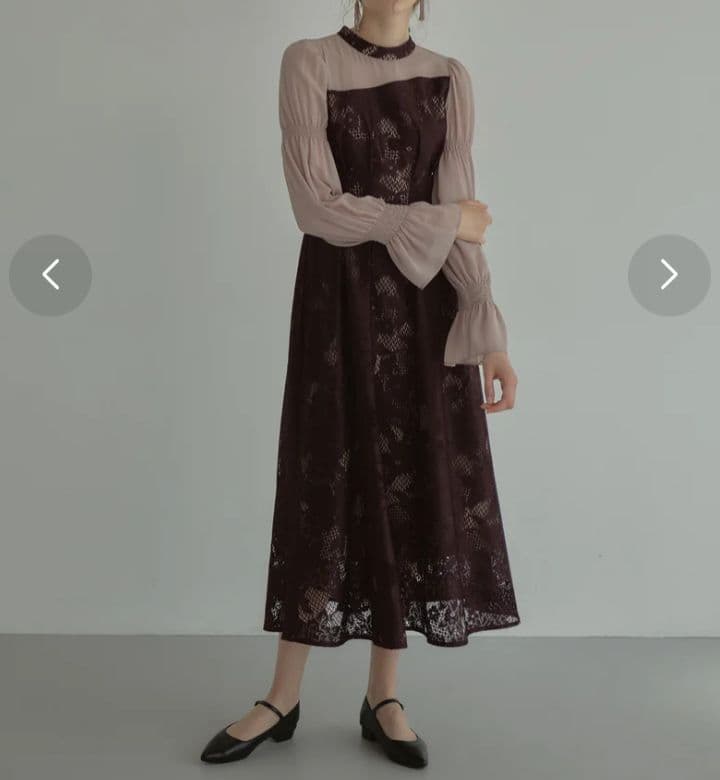 新品 アシンメトリー ドレス 結婚式 ワンピース L レース スタンドカラー