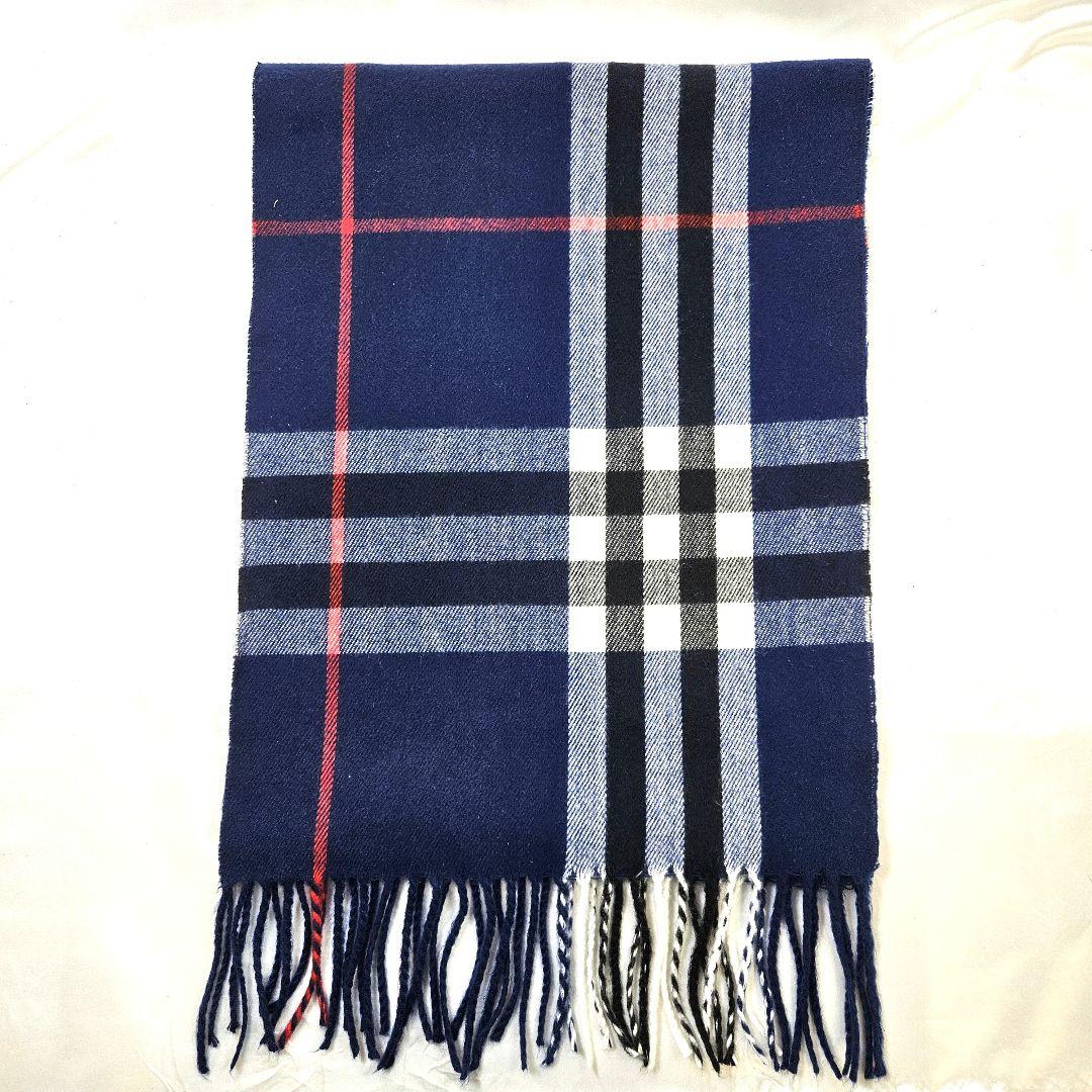 BURBERRY バーバリー マフラー ストール カシミヤ ノバチェック 青