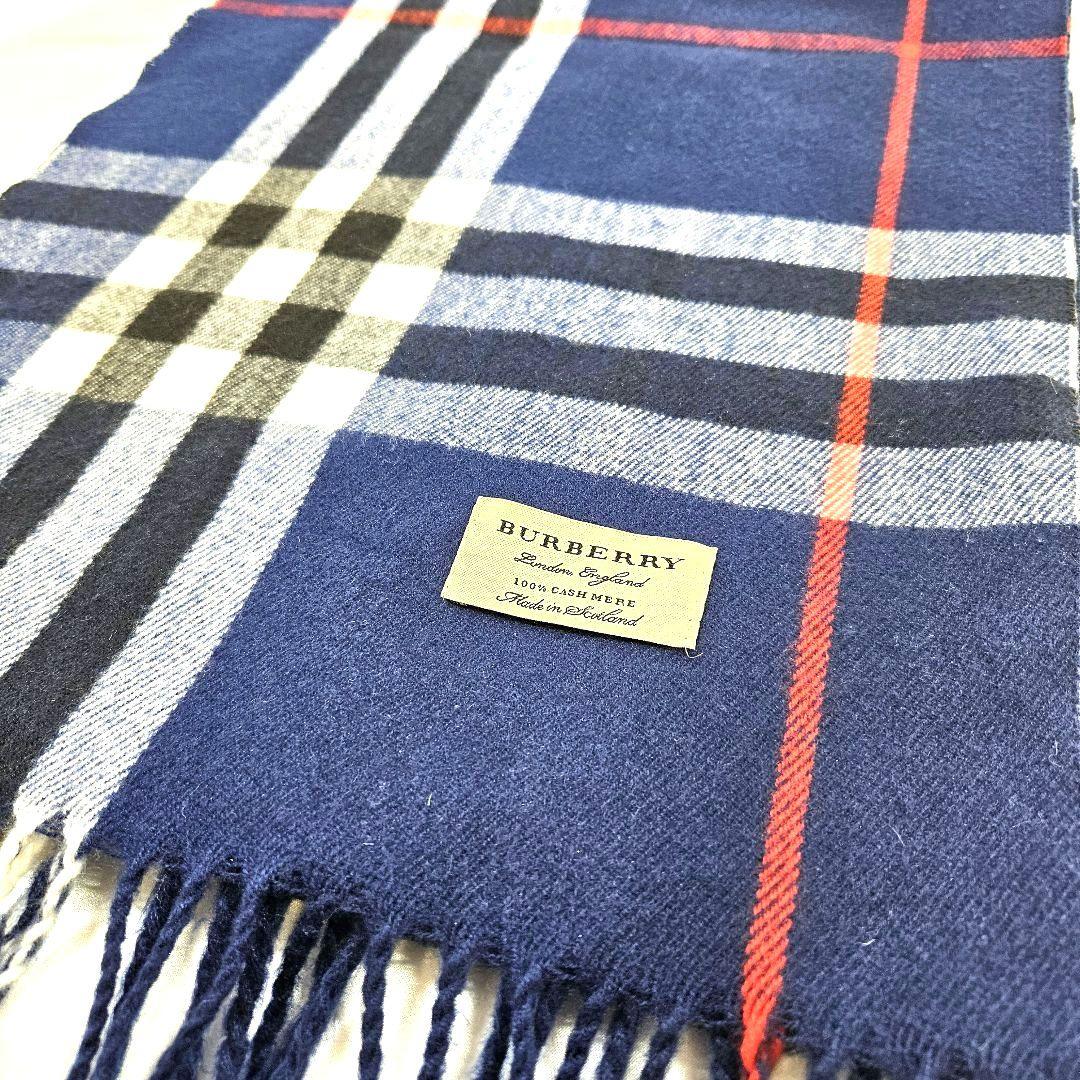 BURBERRY バーバリー マフラー ストール カシミヤ ノバチェック 青