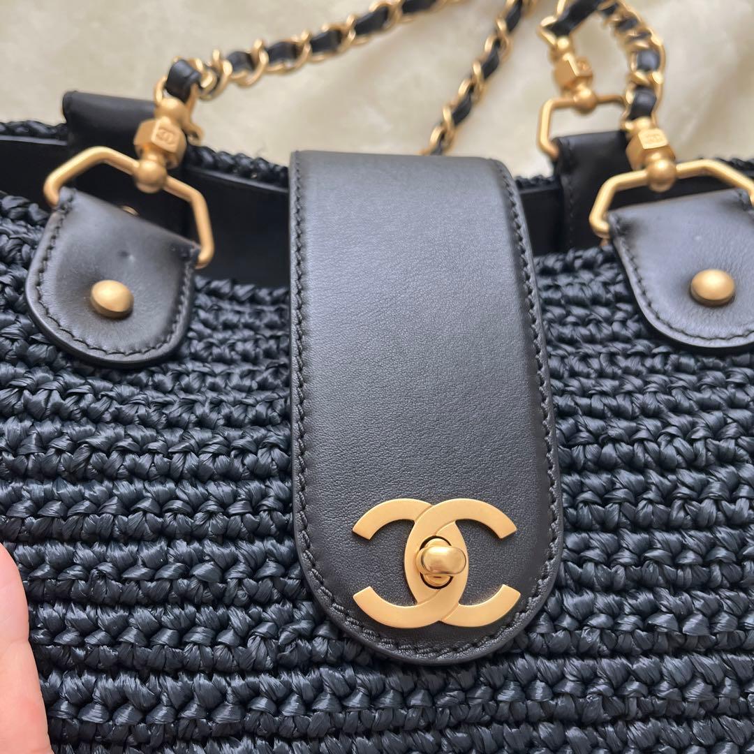 希少！シャネル　ショッピングバッグ　ストローバッグ　かごバッグ