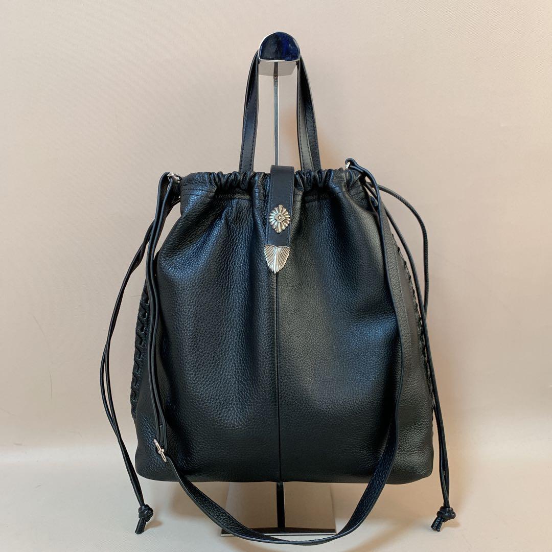 ear PAPILLONNER バックル巾着ショルダーバッグ　Lサイズ 黒