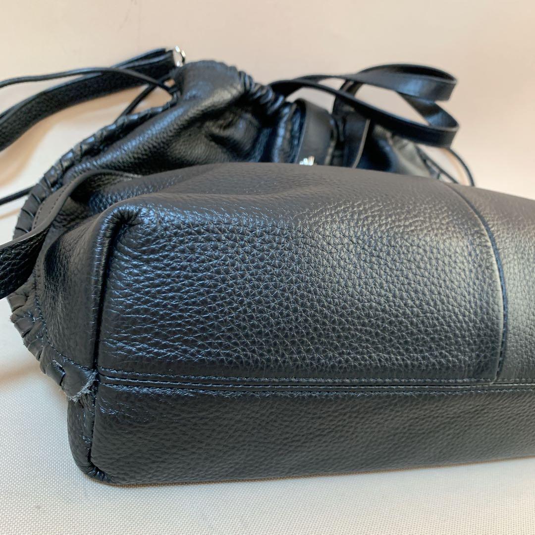 ear PAPILLONNER バックル巾着ショルダーバッグ　Lサイズ 黒