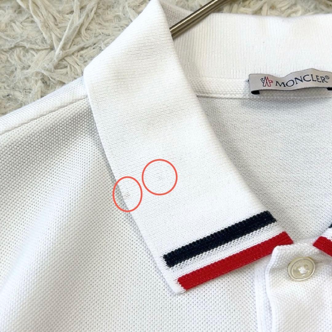 【22年モデル】モンクレール 半袖 ポロシャツ 胸ロゴ ワッペン M ホワイト