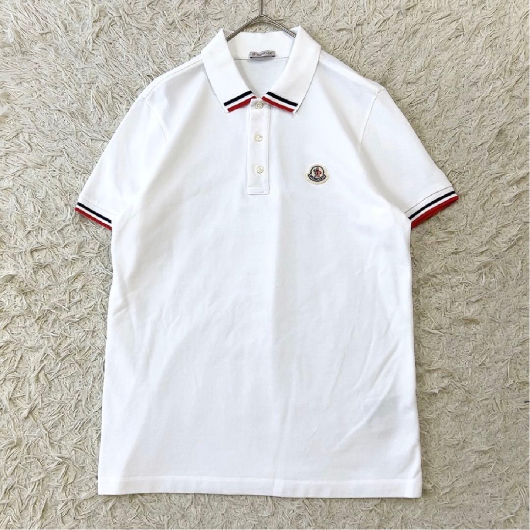 【22年モデル】モンクレール 半袖 ポロシャツ 胸ロゴ ワッペン M ホワイト