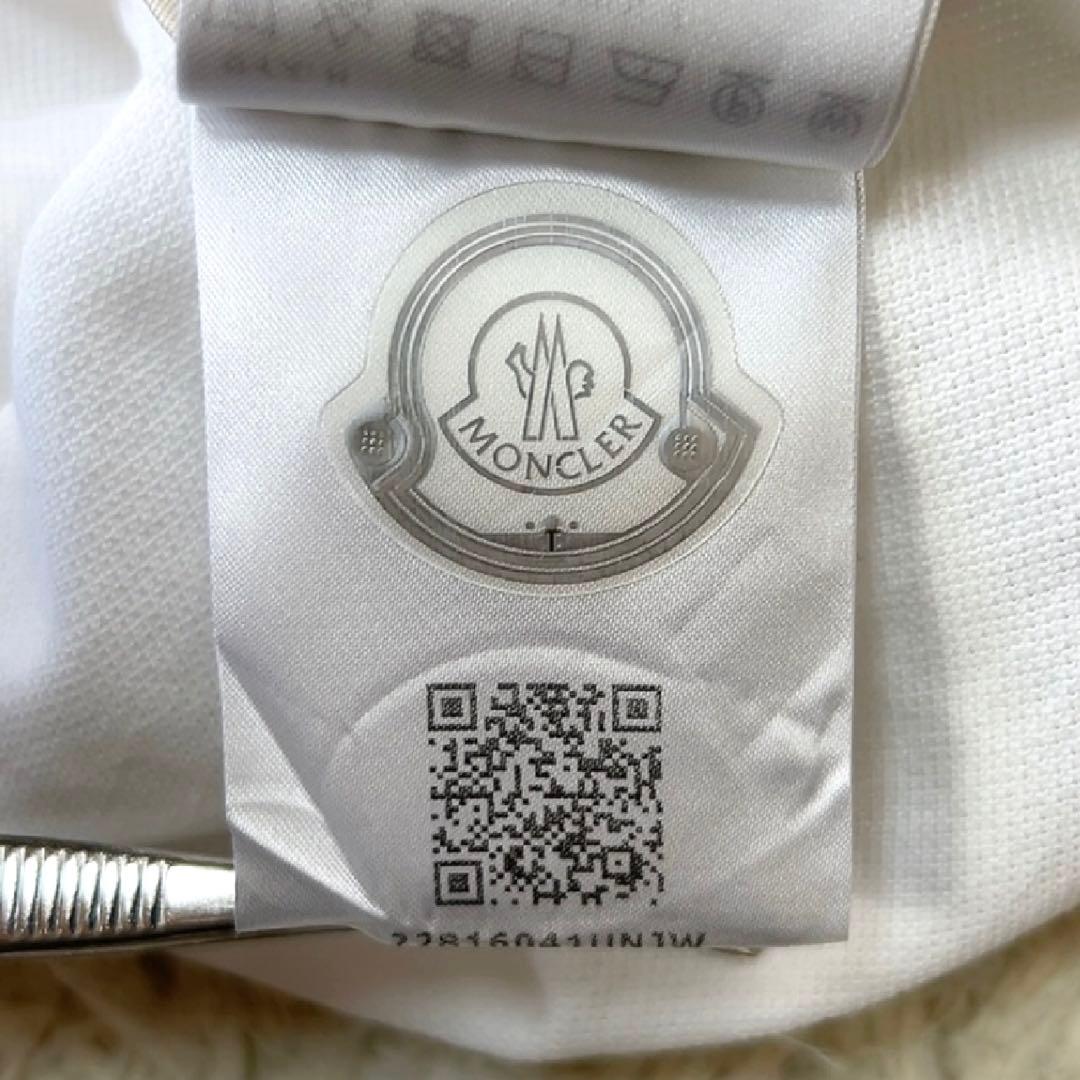 【22年モデル】モンクレール 半袖 ポロシャツ 胸ロゴ ワッペン M ホワイト