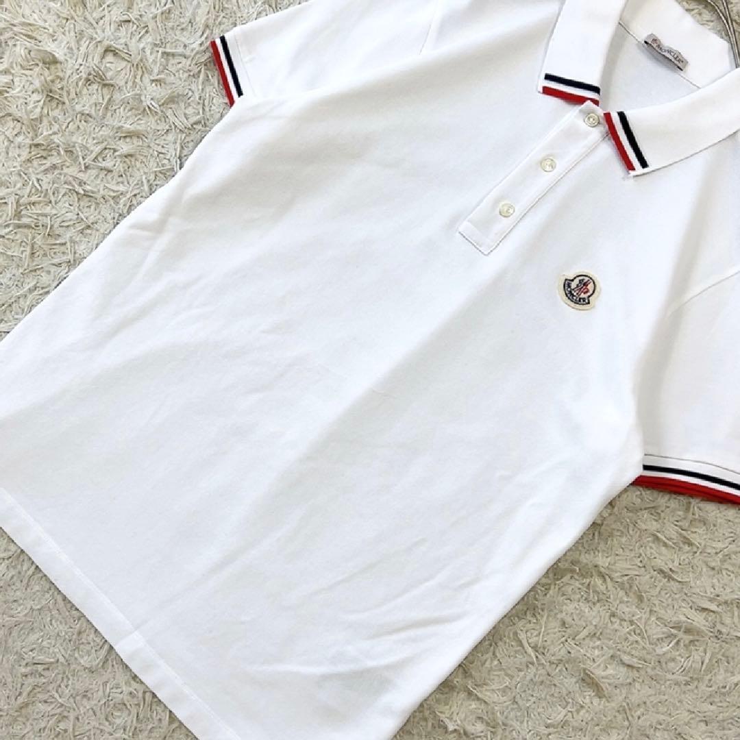 【22年モデル】モンクレール 半袖 ポロシャツ 胸ロゴ ワッペン M ホワイト