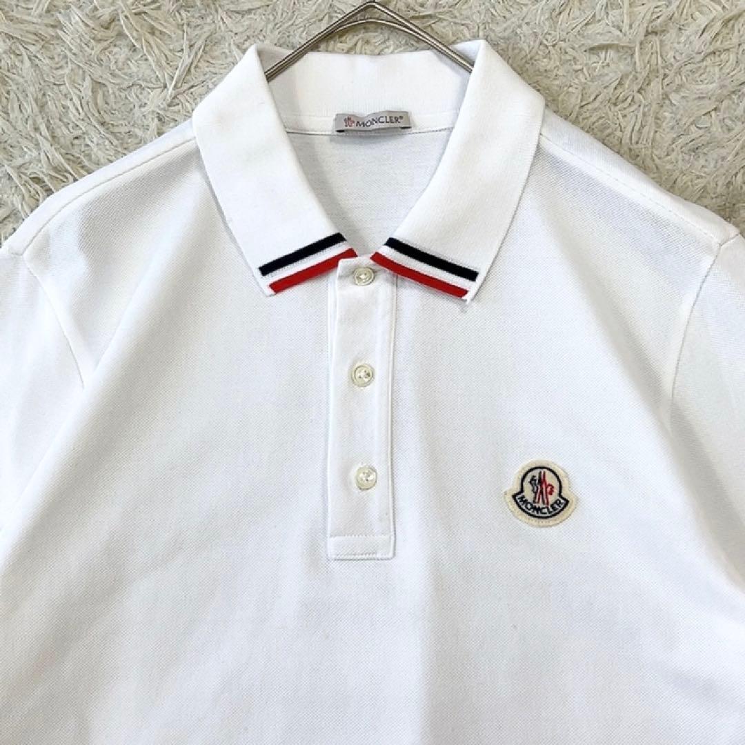 【22年モデル】モンクレール 半袖 ポロシャツ 胸ロゴ ワッペン M ホワイト