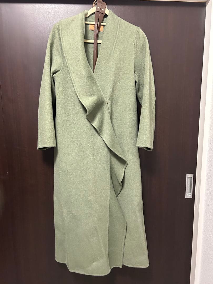 ameri ノーカラーコート(ベルト付き)