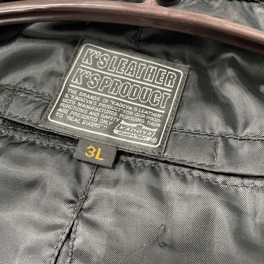 【KADOYA】黒 レザー ジャケット 3L
