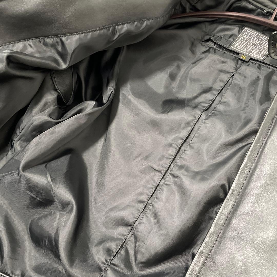 【KADOYA】黒 レザー ジャケット 3L