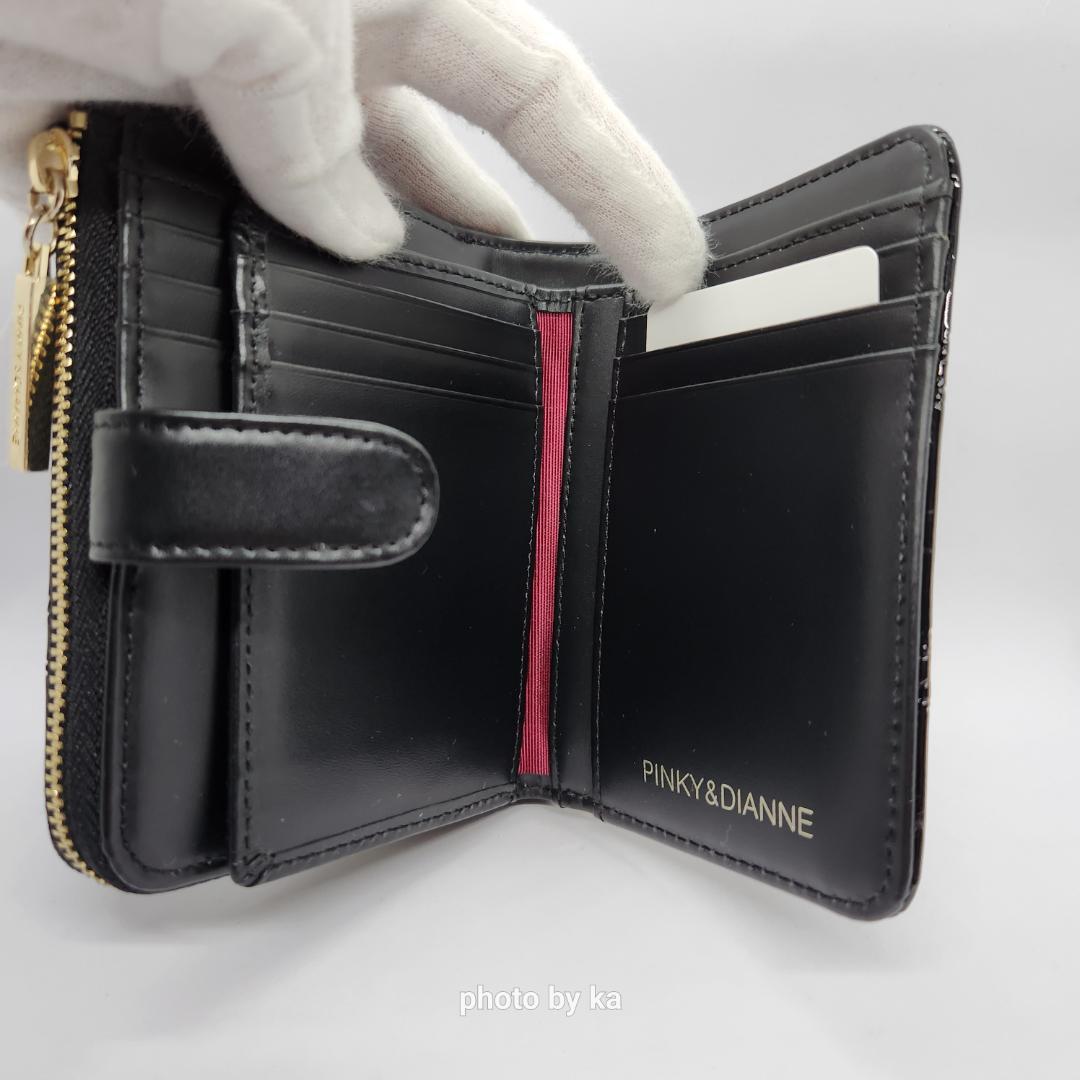 ブラック 新品 ピンキー&ダイアン Pinky&Dianne 折財布 エナメル