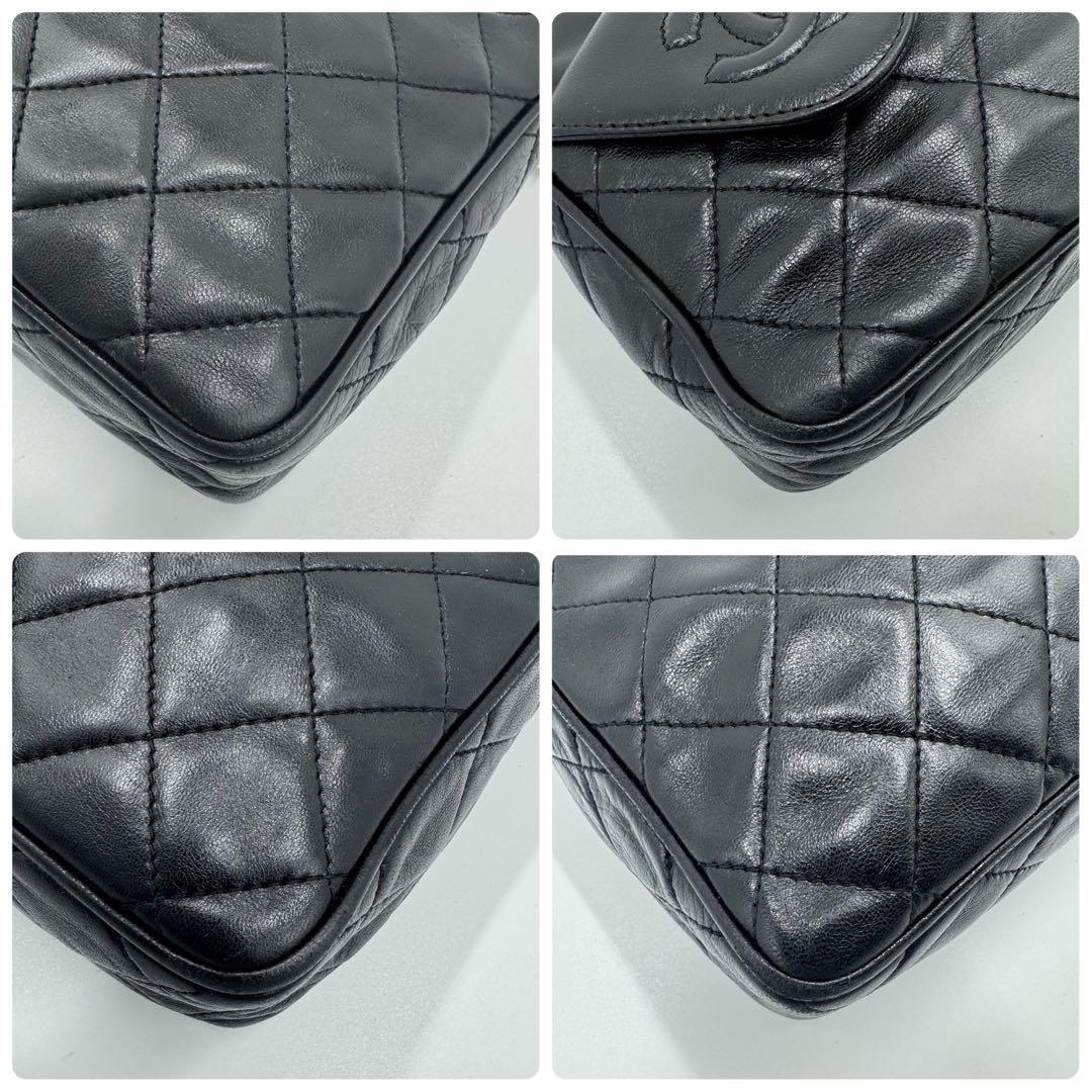 シャネル マトラッセ フリンジ チェーン ラムレザー ショルダーバッグ ブラック