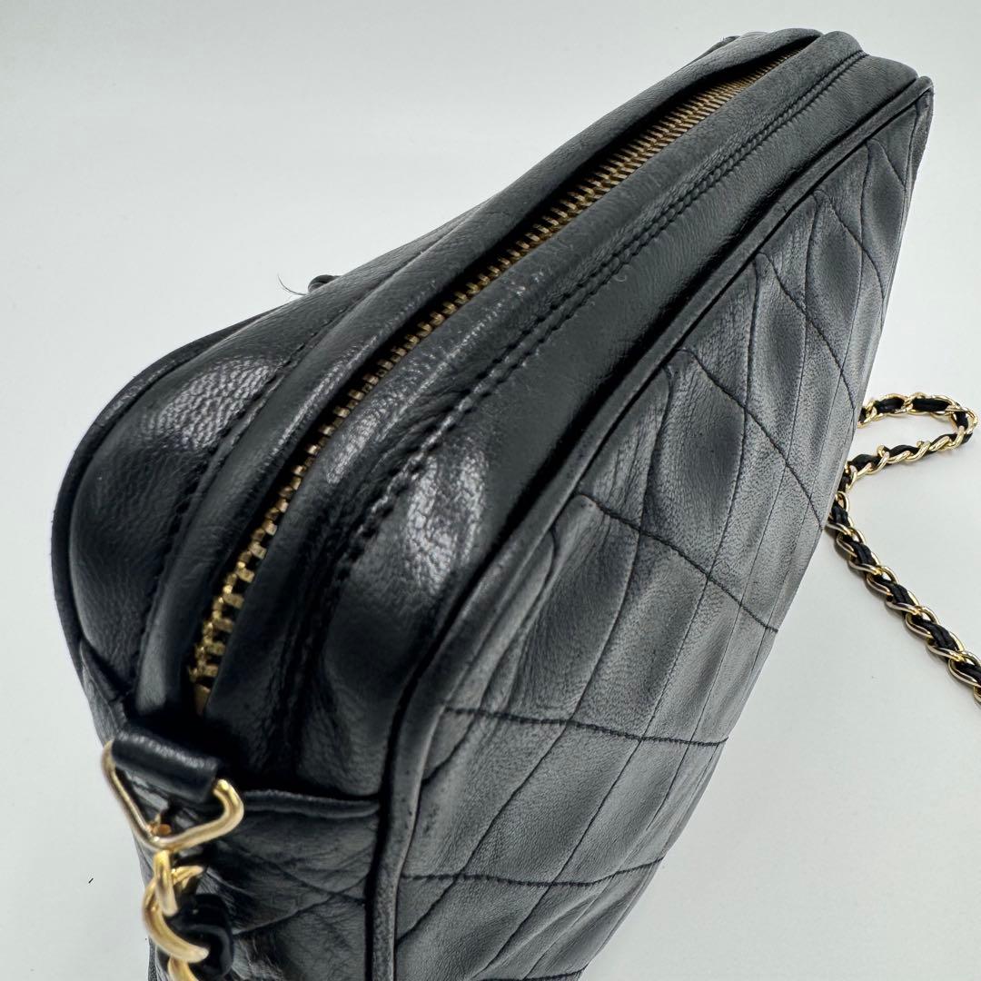 シャネル マトラッセ フリンジ チェーン ラムレザー ショルダーバッグ ブラック