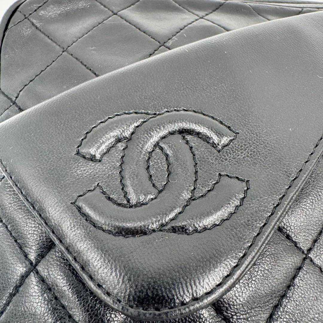 シャネル マトラッセ フリンジ チェーン ラムレザー ショルダーバッグ ブラック