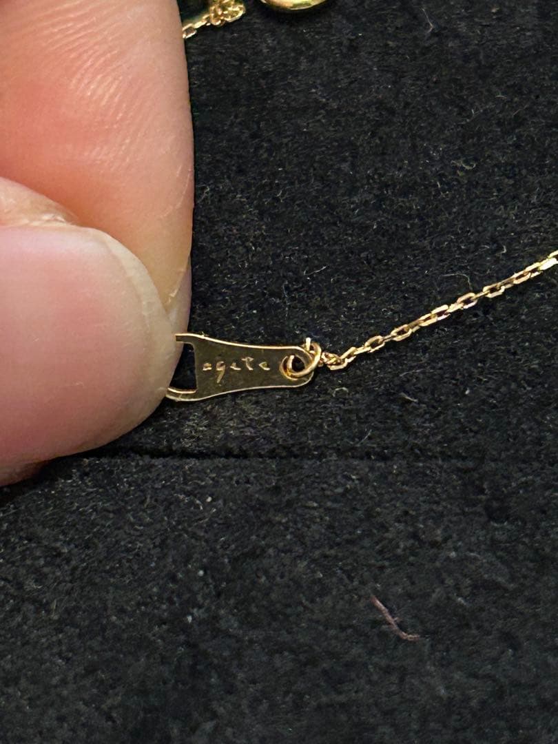 agate k18 一粒ダイヤ　ゴールドネックレス