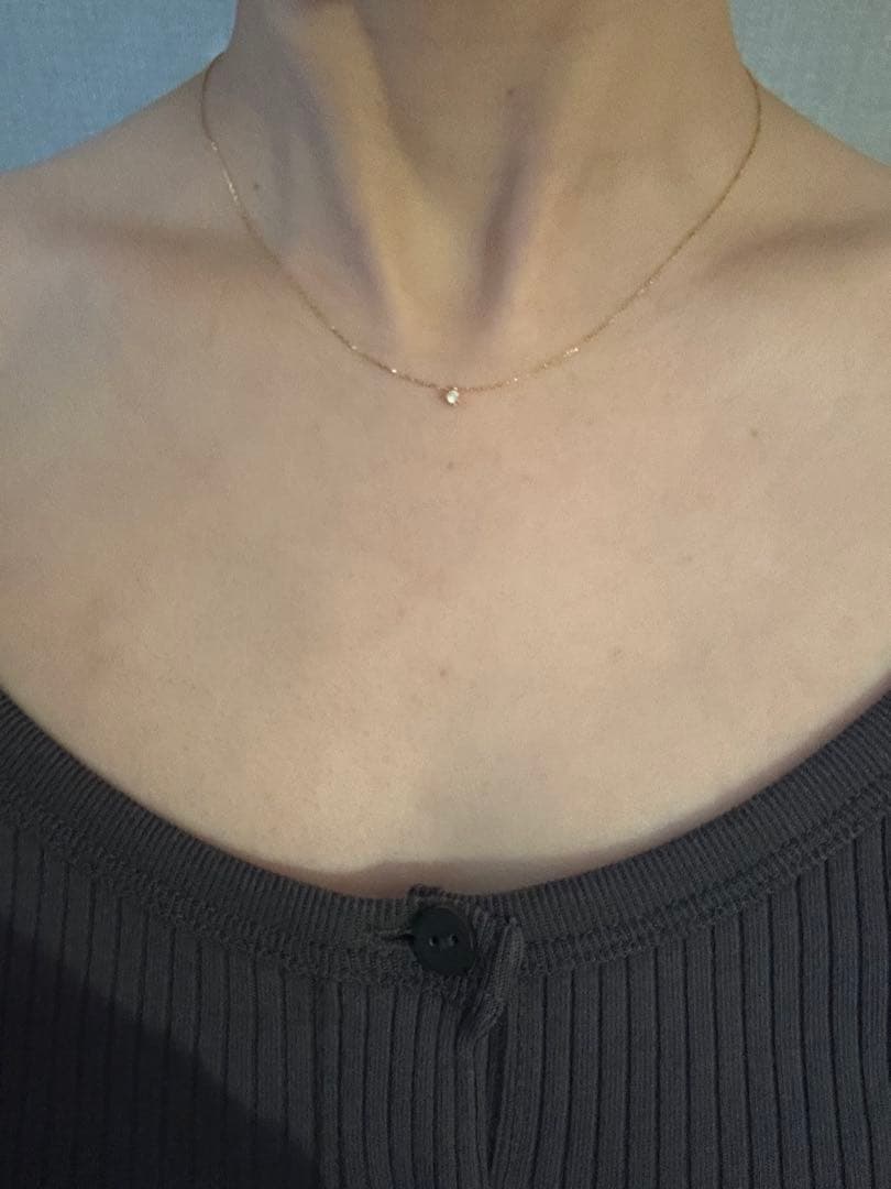 agate k18 一粒ダイヤ　ゴールドネックレス