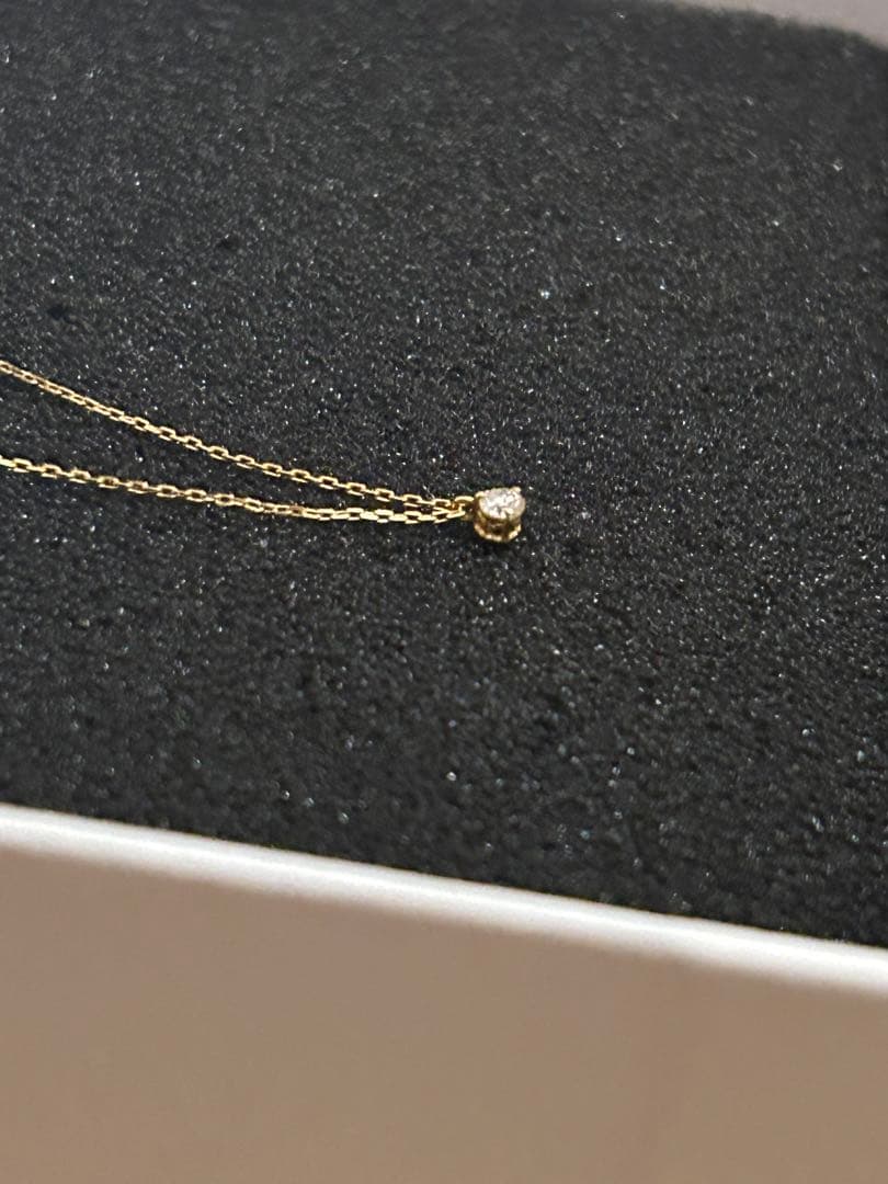 agate k18 一粒ダイヤ　ゴールドネックレス