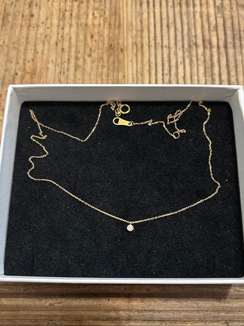 agate k18 一粒ダイヤ　ゴールドネックレス