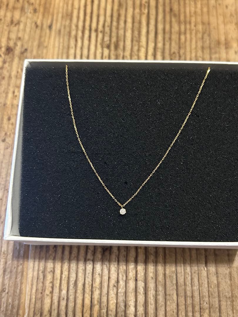 agate k18 一粒ダイヤ　ゴールドネックレス