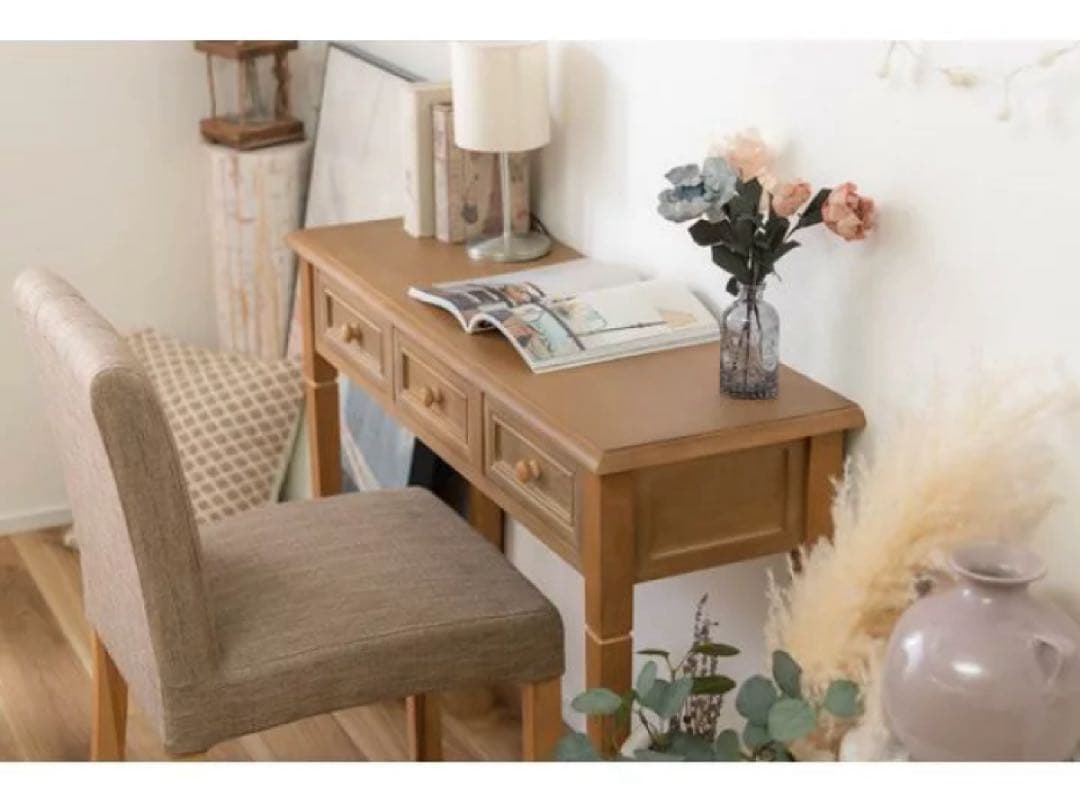 コンソール ナチュラル 木製テーブル 3引き出し付き 軽量 ディスプレイ