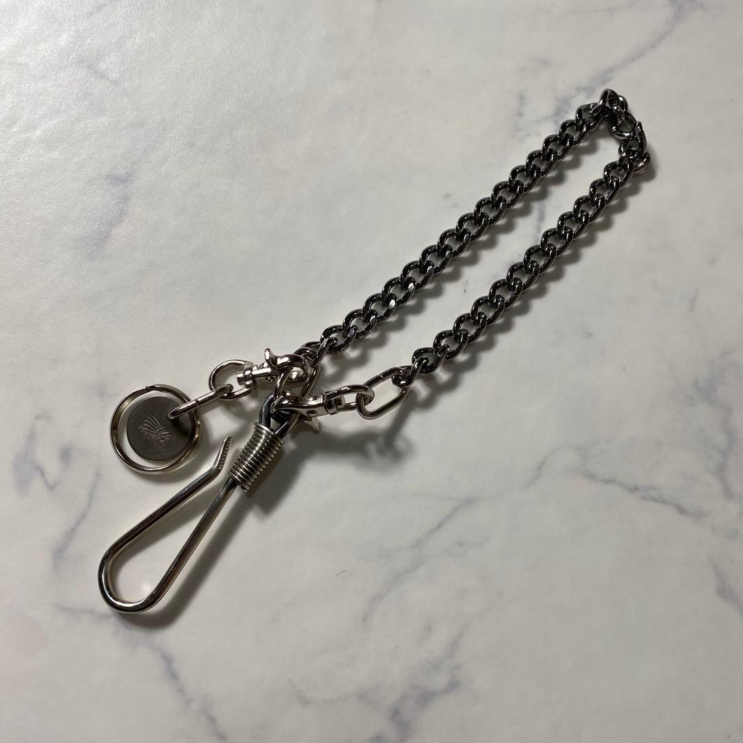 【美品】レッドムーン　ウォレットチェーン　真鍮　フック式留め具付き　シルバー