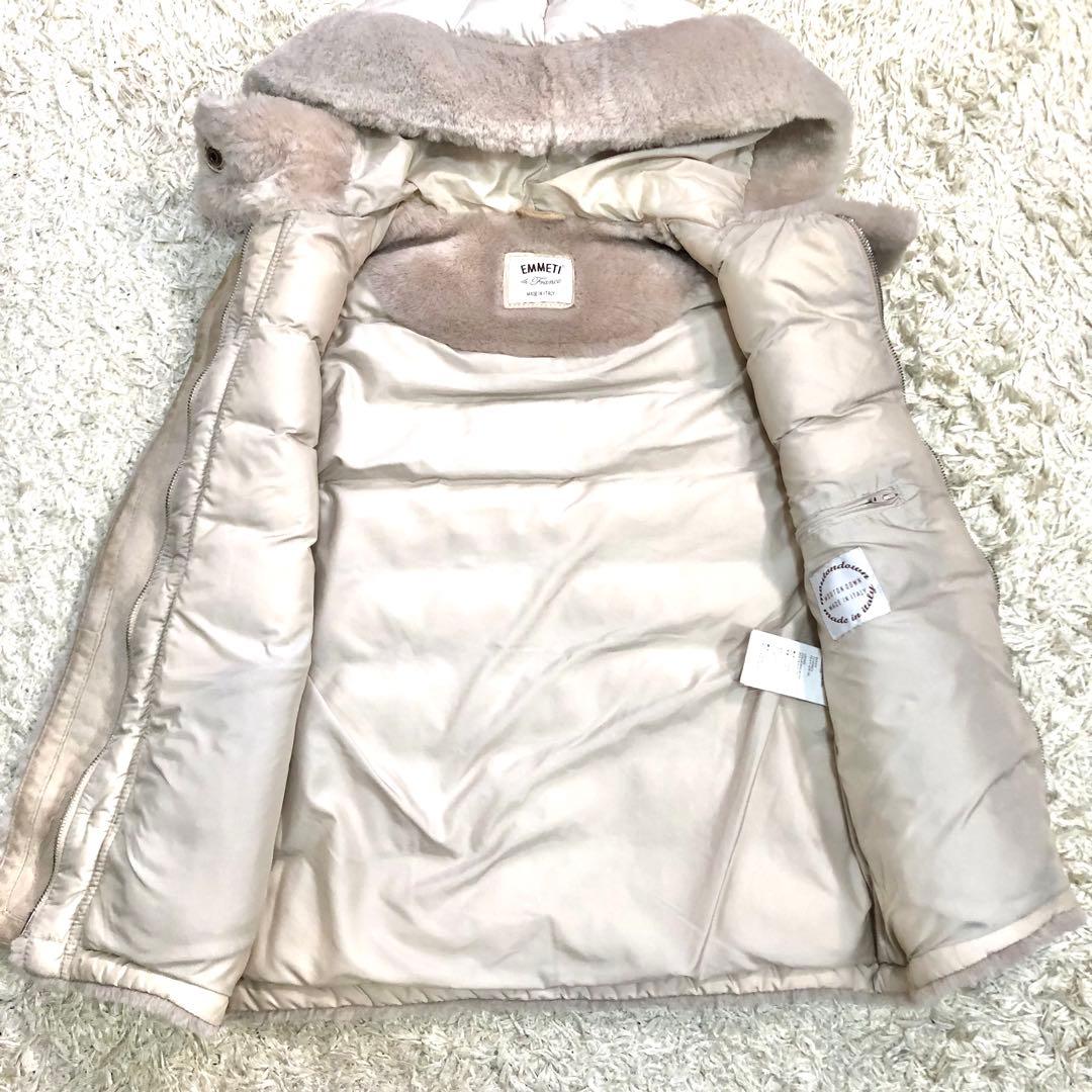 美品✨エンメティ ダウンベスト ムートン ボア トグルボタン アイボリー L相当