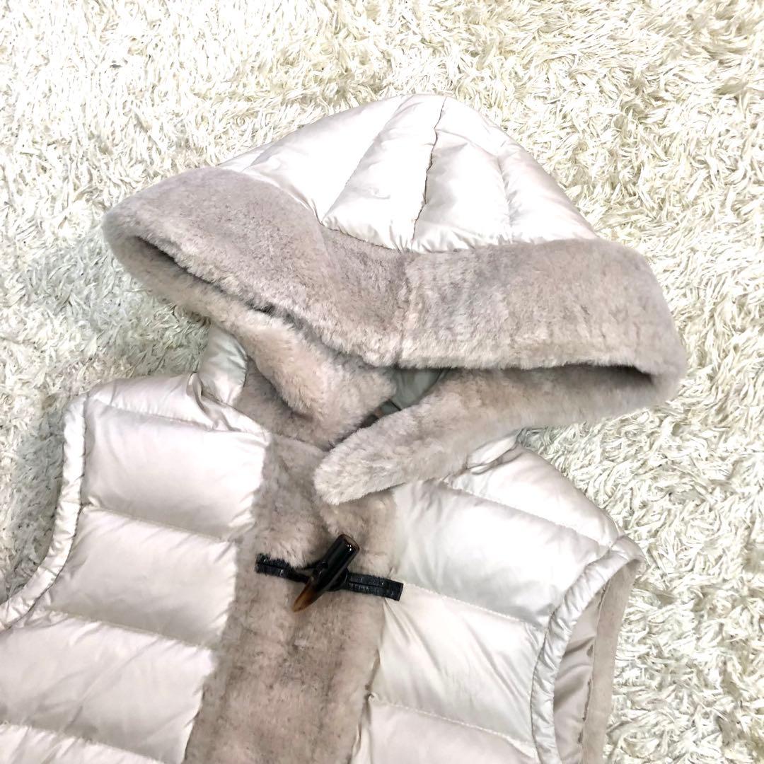 美品✨エンメティ ダウンベスト ムートン ボア トグルボタン アイボリー L相当
