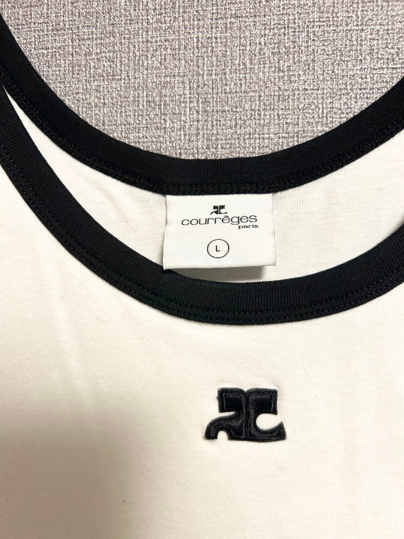【courrèges】タンクトップ Lサイズ ホワイト/ブラック