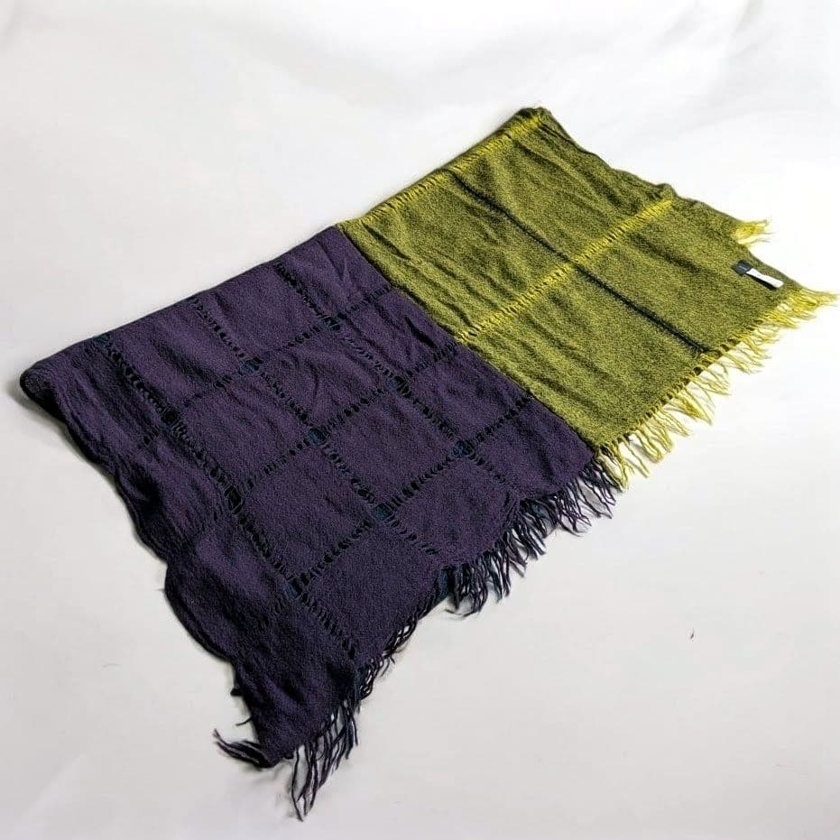 Y’s ヨウジヤマモト ウール100％ 3枚繋ぎ 配色切替 マフラー ストール