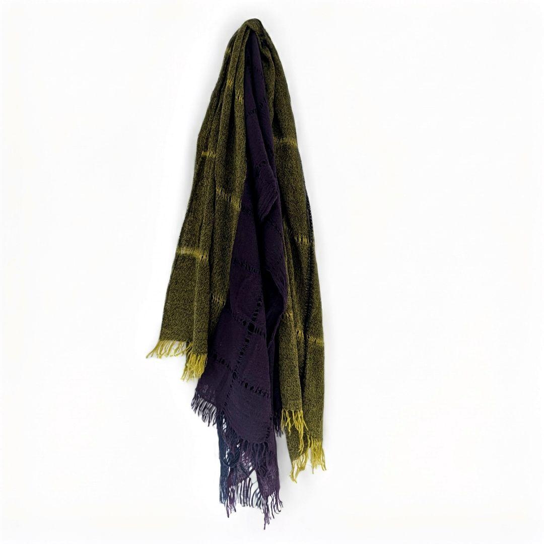 Y’s ヨウジヤマモト ウール100％ 3枚繋ぎ 配色切替 マフラー ストール