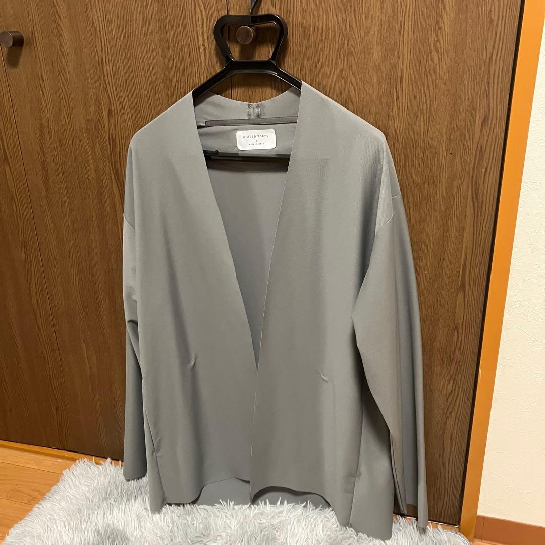 最終UNITED TOKYO ノーカラージャケット グレー サイズ3
